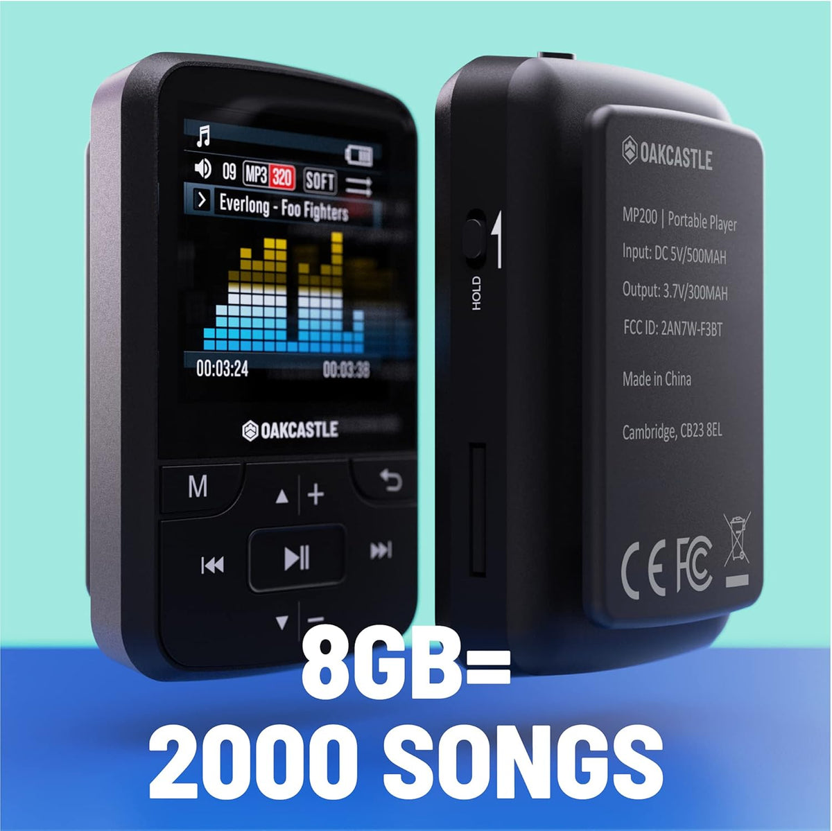 8GB MP3 Player with Bluetooth, FM Radio, Micro SD Slot, Pack of 2 X699