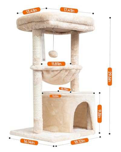 Small Cat Tree with Scratching Post and Cradle L871