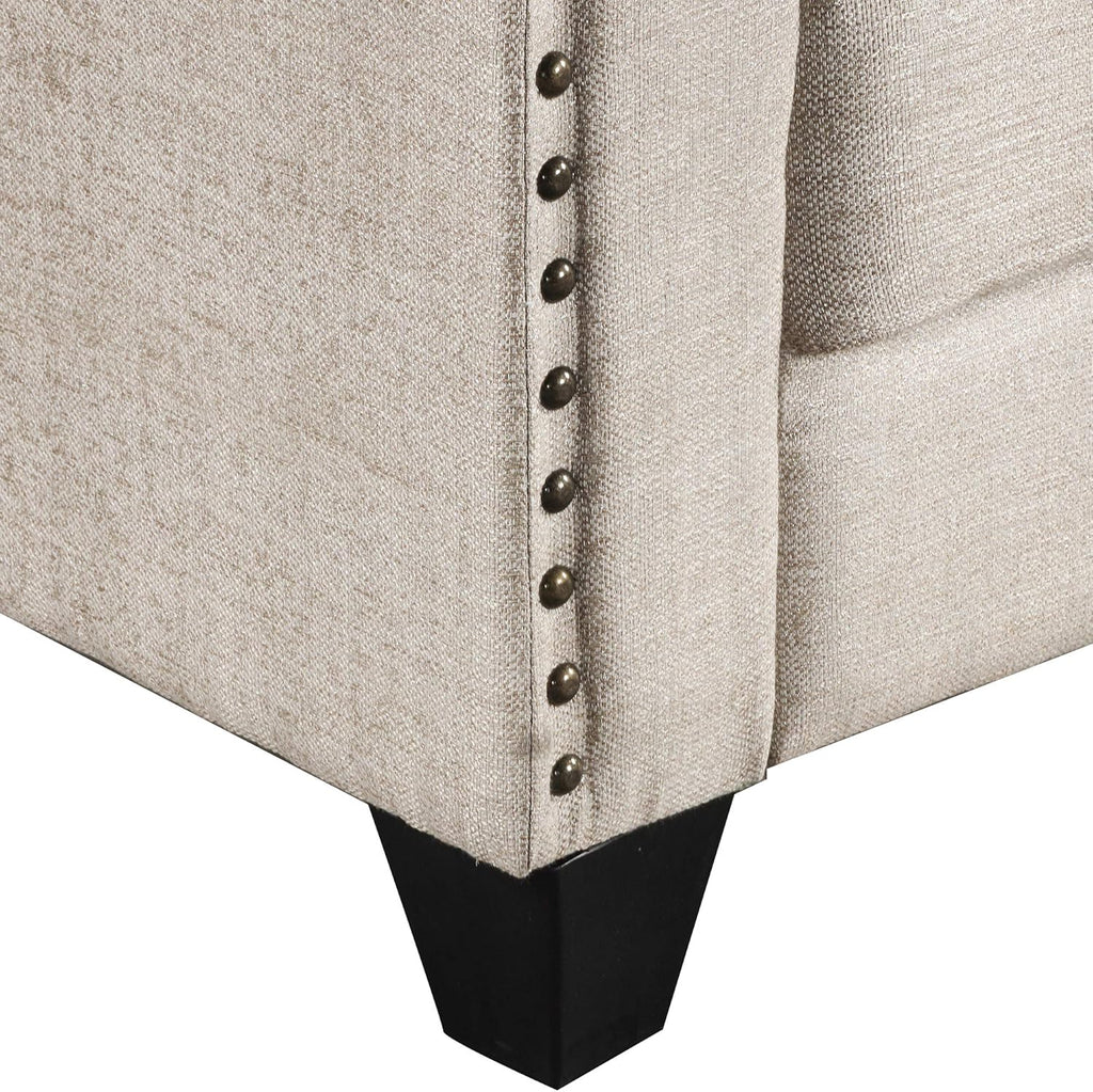 Beige Linen Fabric Sofa and Loveseat Set T377308