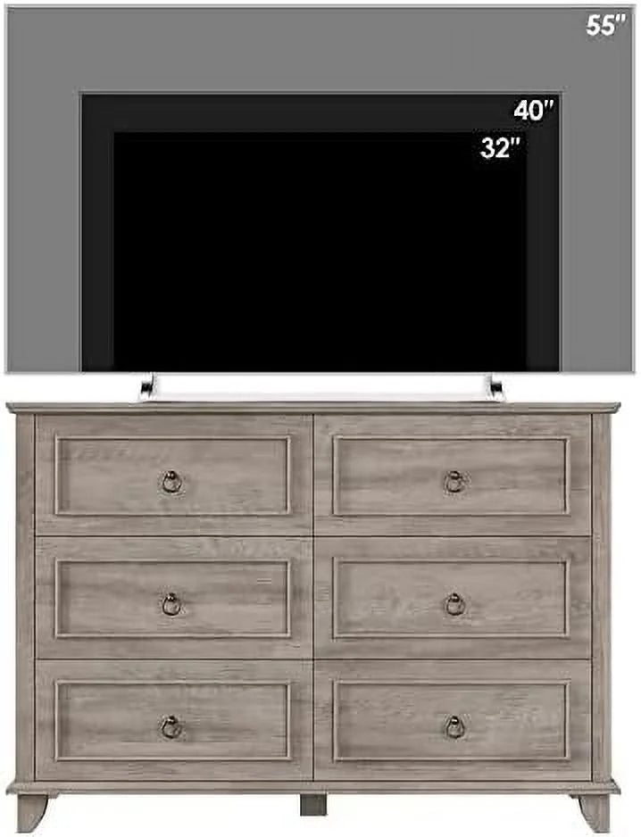 6 Drawer Double Dresser Wood Cabinet D790