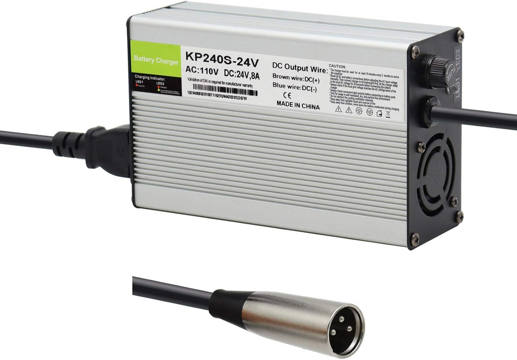 24V 8A Battery Charger with 3-Pin XLR Connector, Pack of 2 U336