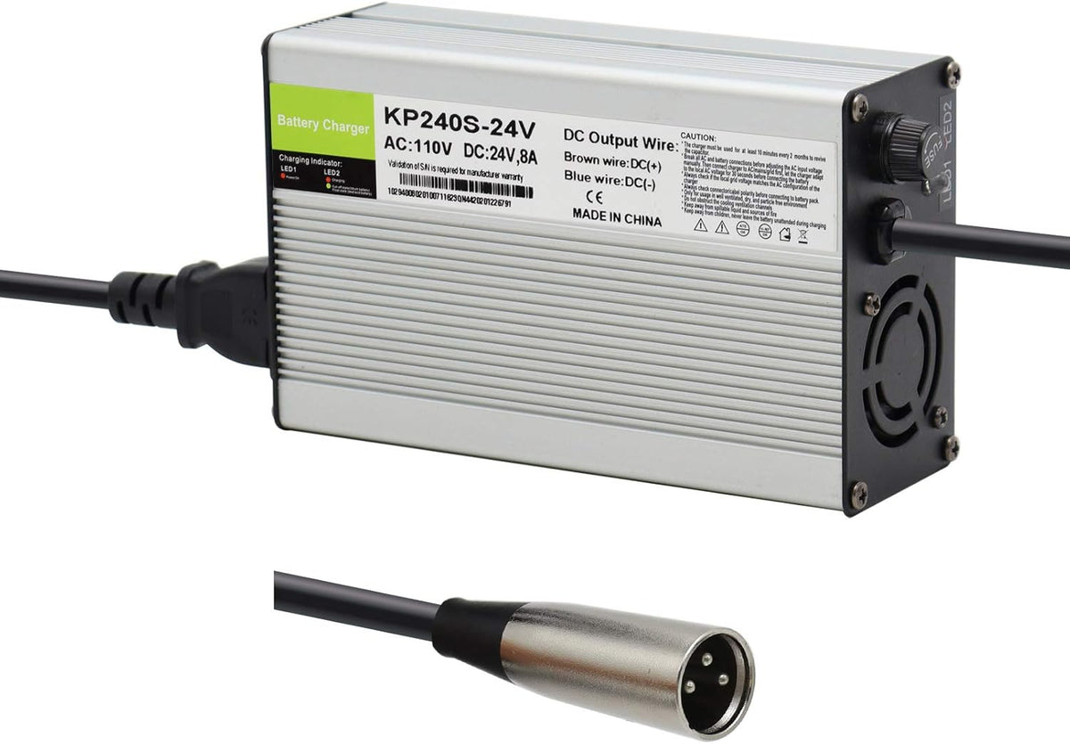24V 8A Battery Charger with 3-Pin XLR Connector, Pack of 2 U336