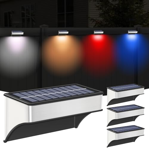 8 Pack Solar Wall Lights Outdoor 60 Lumen Waterproof Warm&Cool White RGB I2312