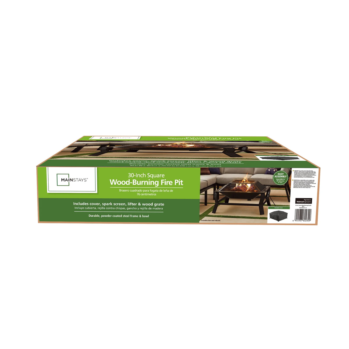 Square Wood Burning Fire Pit with Mesh Screen Z706
