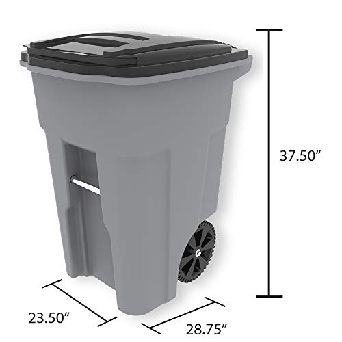 32 Gallon Trash Can with Wheels and Attached Lid A769
