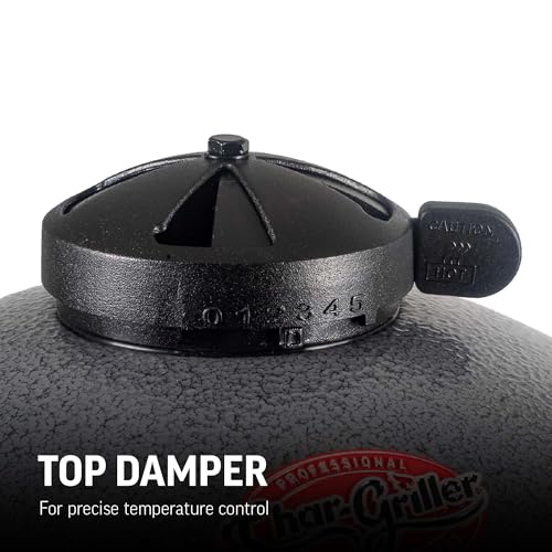 Portable Kamado Charcoal Grill and Smoker with Cast Iron Grates and Locking Lid X6744