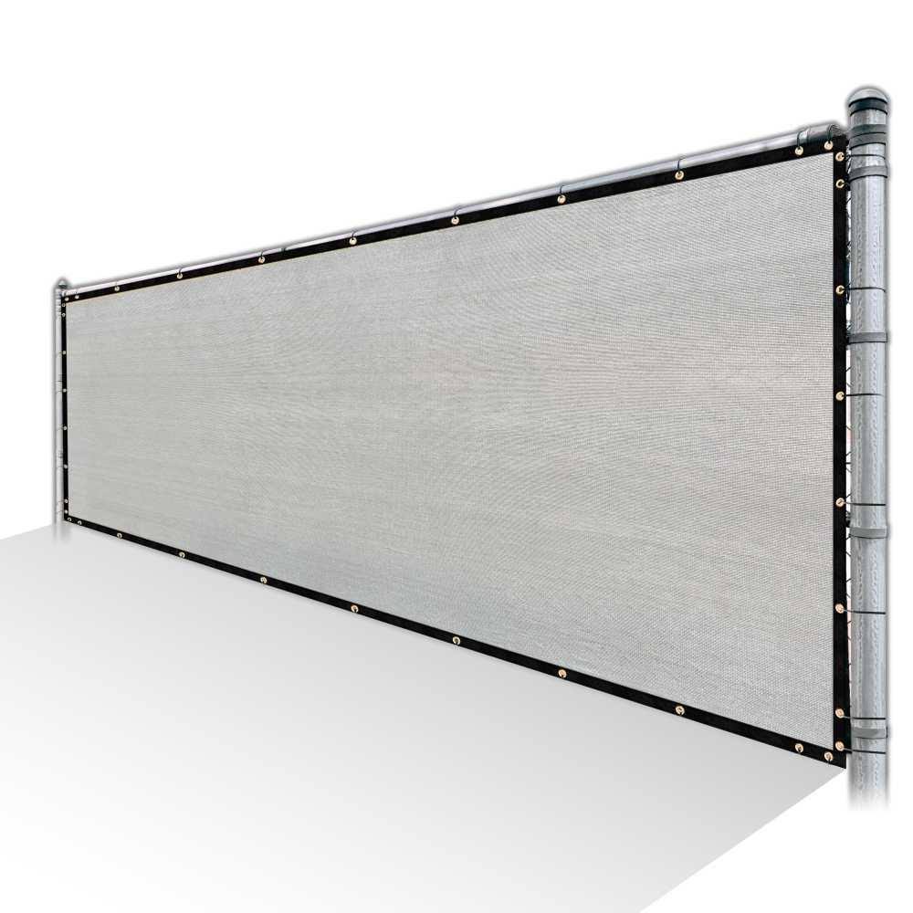 Grey Privacy Fence Screen HDPE Mesh Windscreen with Reinforced Grommets W495