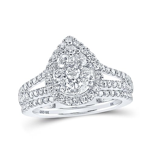 10kt White Gold Diamond Bridal Ring Set 1 Cttw Size 6 J4360