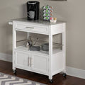 White Granite Top Rolling Kitchen Cart Y51427