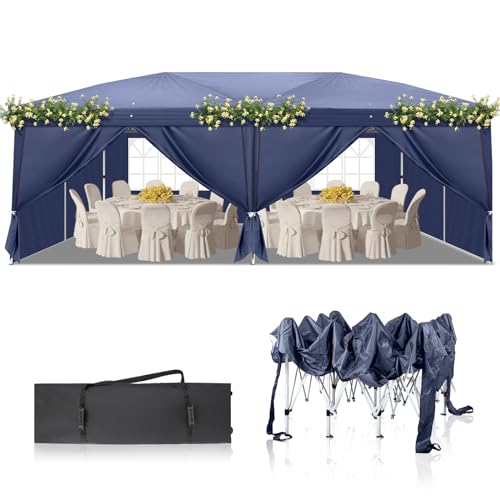 10x20ft Pop Up Canopy Tent with 6 SideWalls (Black) N5724