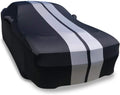 Black with Red Stripes Stretch Satin Car Cover B57349