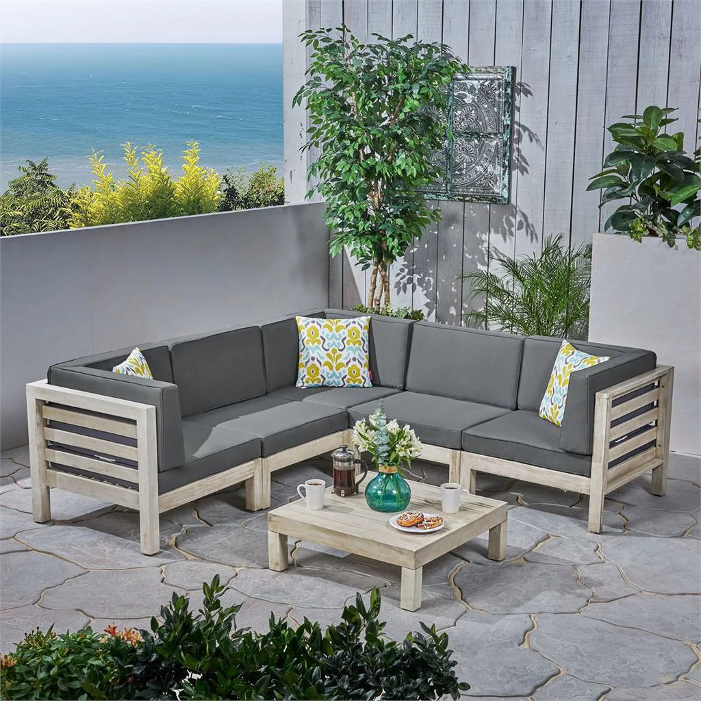 6pc V-Shaped Sectional Sofa Set with Cushion Z6748