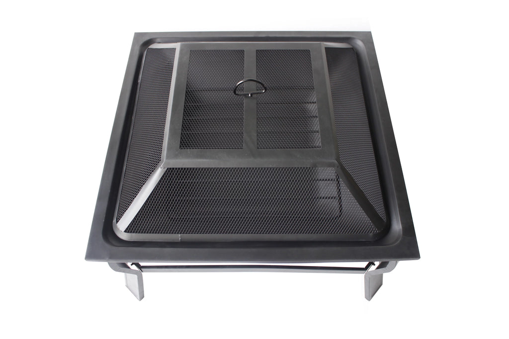 Square Wood Burning Fire Pit with Mesh Screen Z706