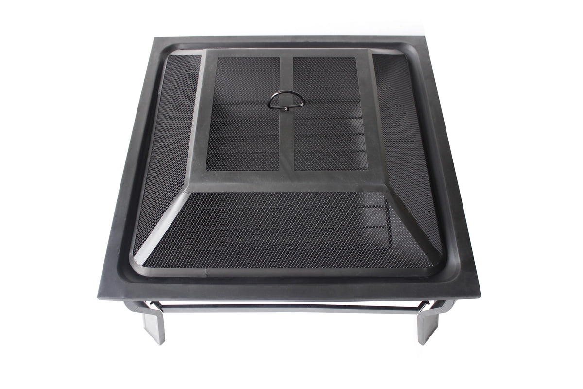 Square Wood Burning Fire Pit with Mesh Screen Z706