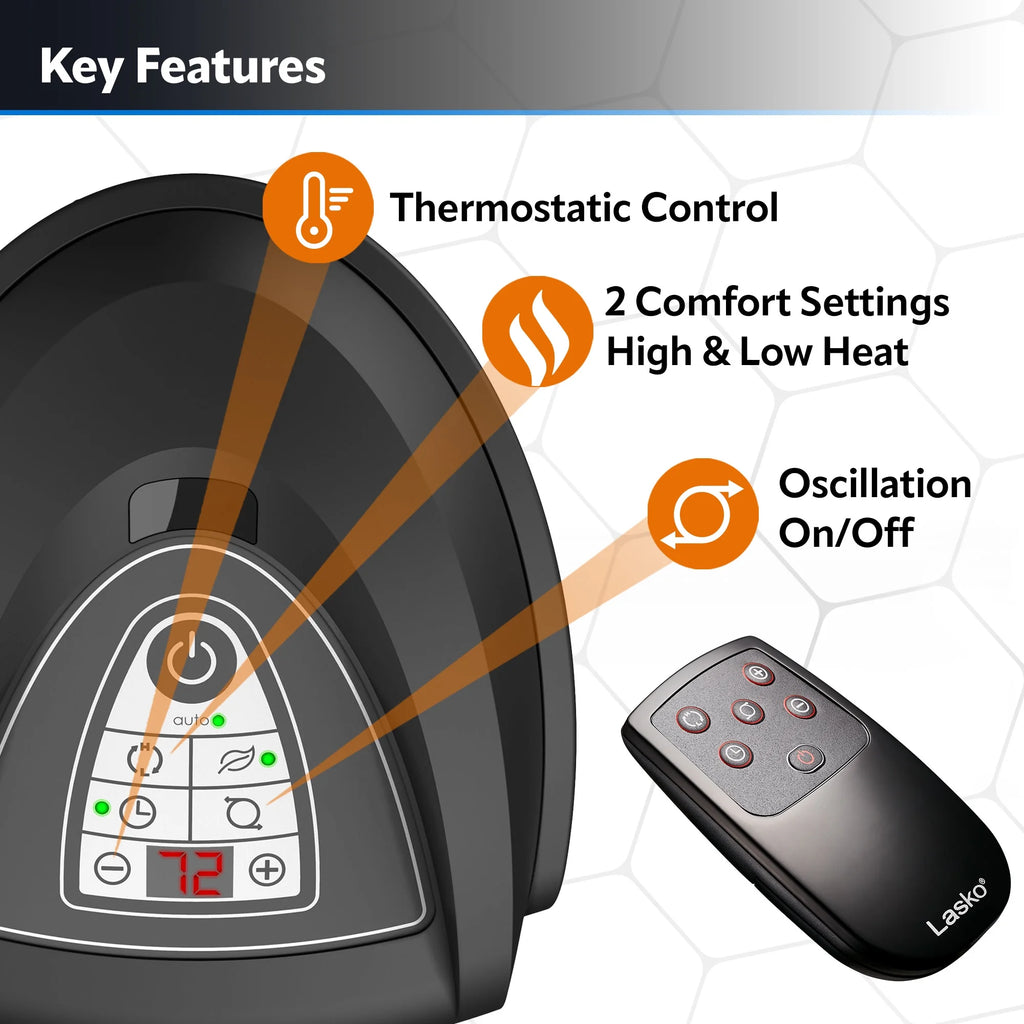 22.5" 1500W Oscillating Ceramic Tower Space Heater with Remote Control, Black J37538