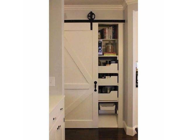 5-16FT Single Wood Sliding Barn Door Hardware Kit Carbon Steel I833381