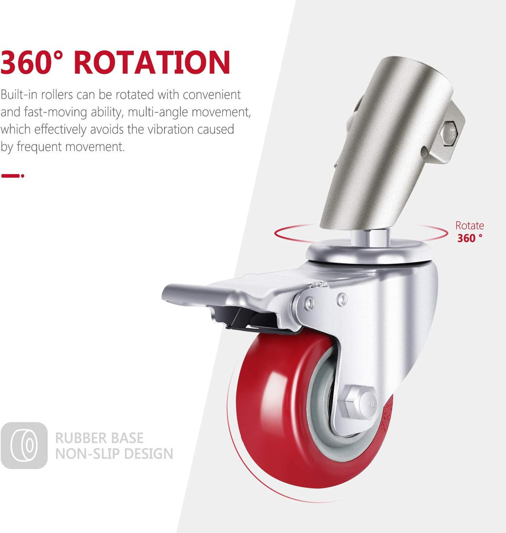 3 Packs Swivel Caster Wheels Set with 75mm Diameter Metal Construction E37319