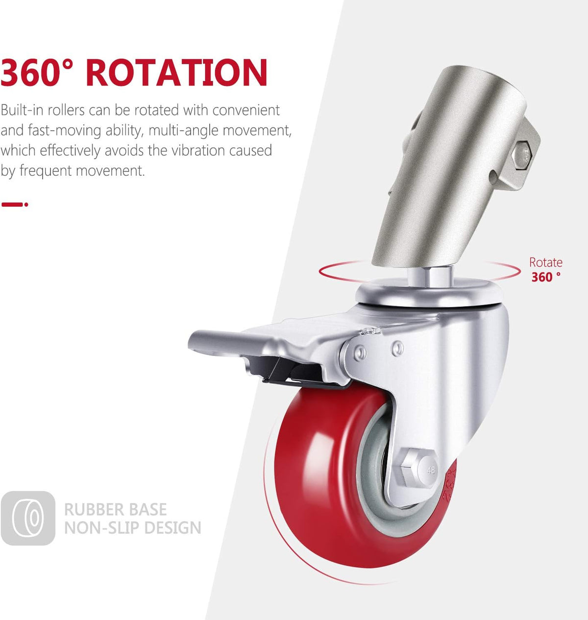 3 Packs Swivel Caster Wheels Set with 75mm Diameter Metal Construction E37319