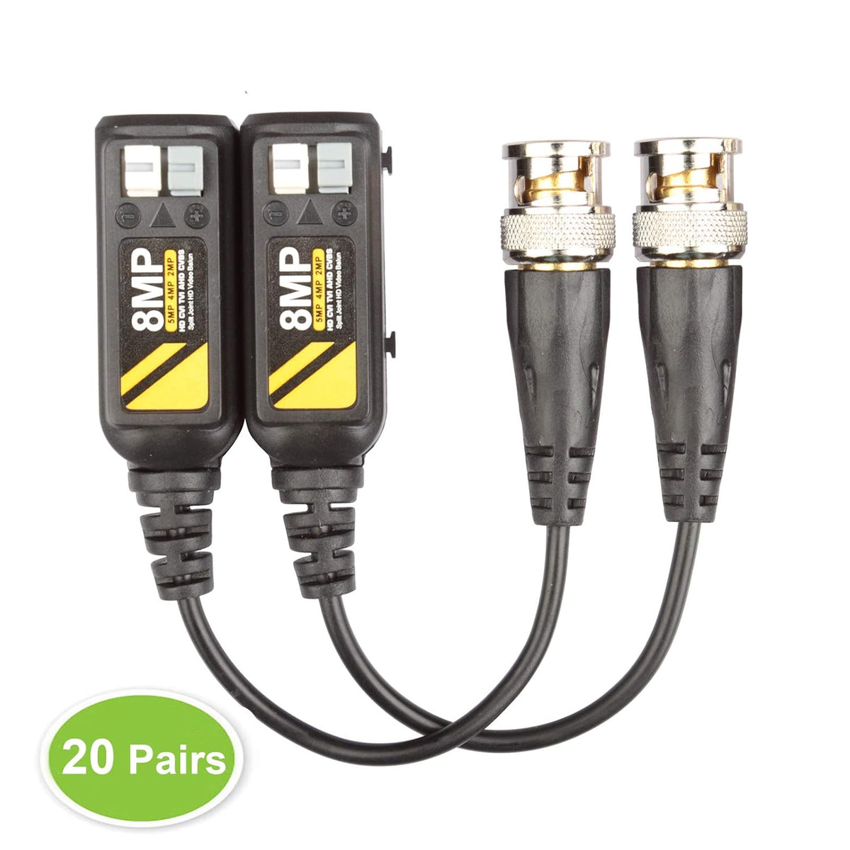 20 Pairs Passive Video Balun Connectors for BNC Male CCTV Camera System N8116