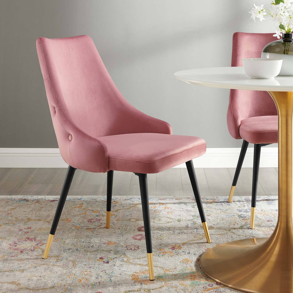 Navy Tufted Velvet Dining Side Chair A466