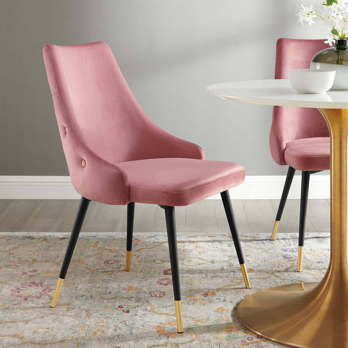 Navy Tufted Velvet Dining Side Chair A466