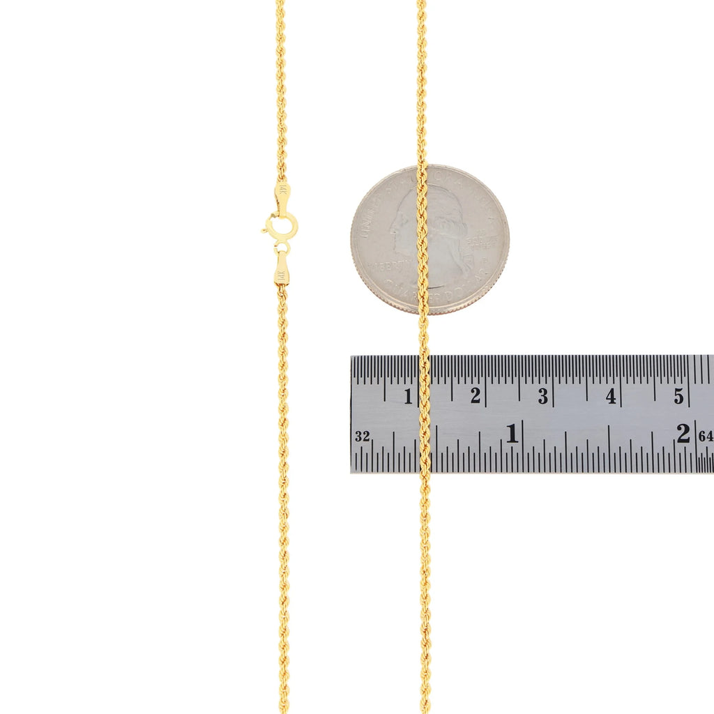 14k Yellow Gold 1.5mm Rope Chain Diamond Cut Necklace 16" - 24" N60838