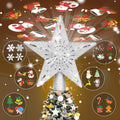 Silver 3D Glitter Lighted Christmas Tree Topper with Rotating LED Lights Y581037