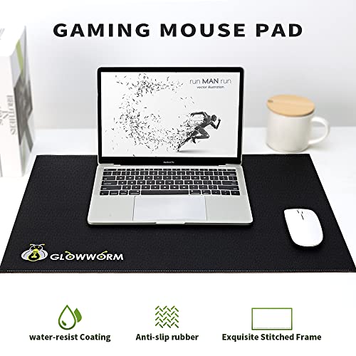 Black Non-Slip Waterproof Pu Leather Desk Pad 23.6in*15.7in H95568