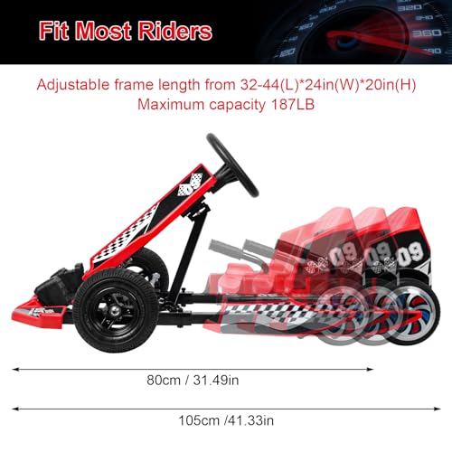 36v Electric Drift Kart with Adjustable Body Length, 3 Speed Mode, 350w Motor, Max Load 187lbs, Max Speed 16 Mph B884