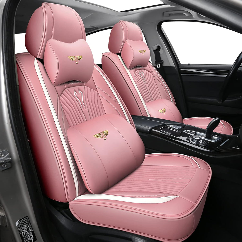 Pink PU Leather Car Seat Covers Full Set S165