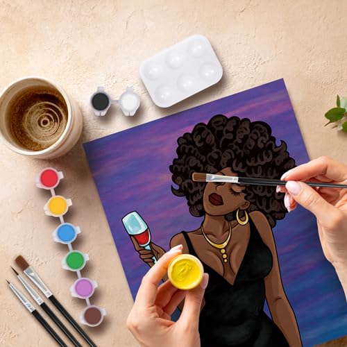 Pre Drawn Canvas Painting Kit with 8 Acrylic Colors, 3 Brush, 1 Pallet (12x16) M5032