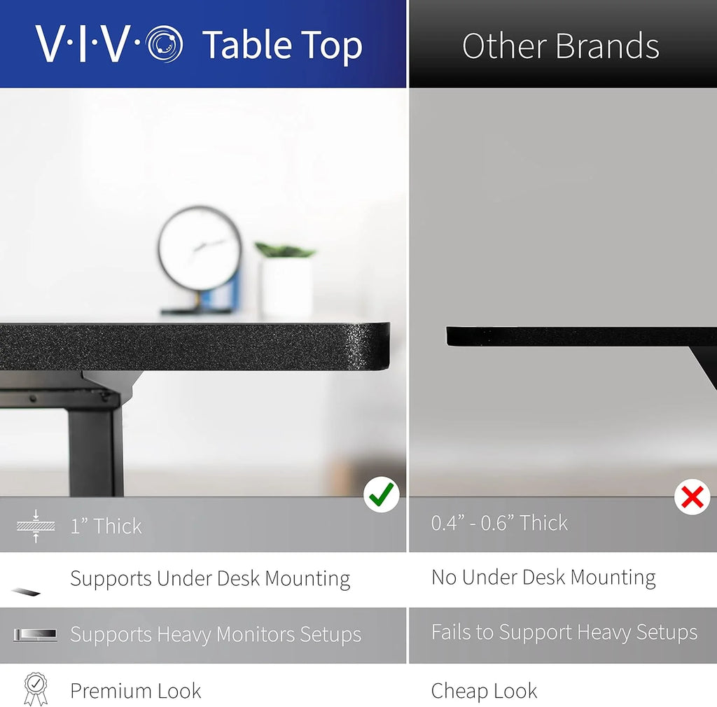Black Table Top White Frame Electric Height Adjustable Stand Up Desk D84972