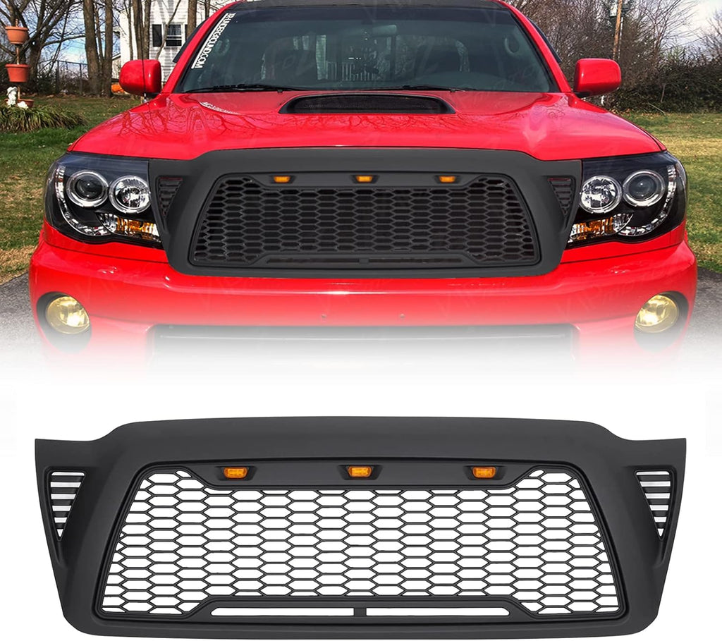 Matte Black Mesh Grille with 3 LED lights M917