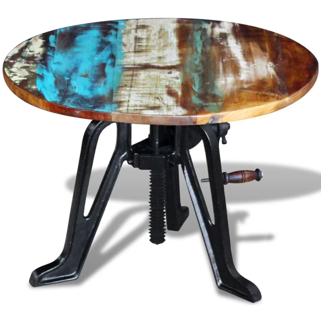 Solid Reclaimed Wood Cast Iron Side Table P8944