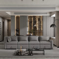 Gray Chenille Fabric 4 Seater Sectional Sofa with 5 Pillows E348