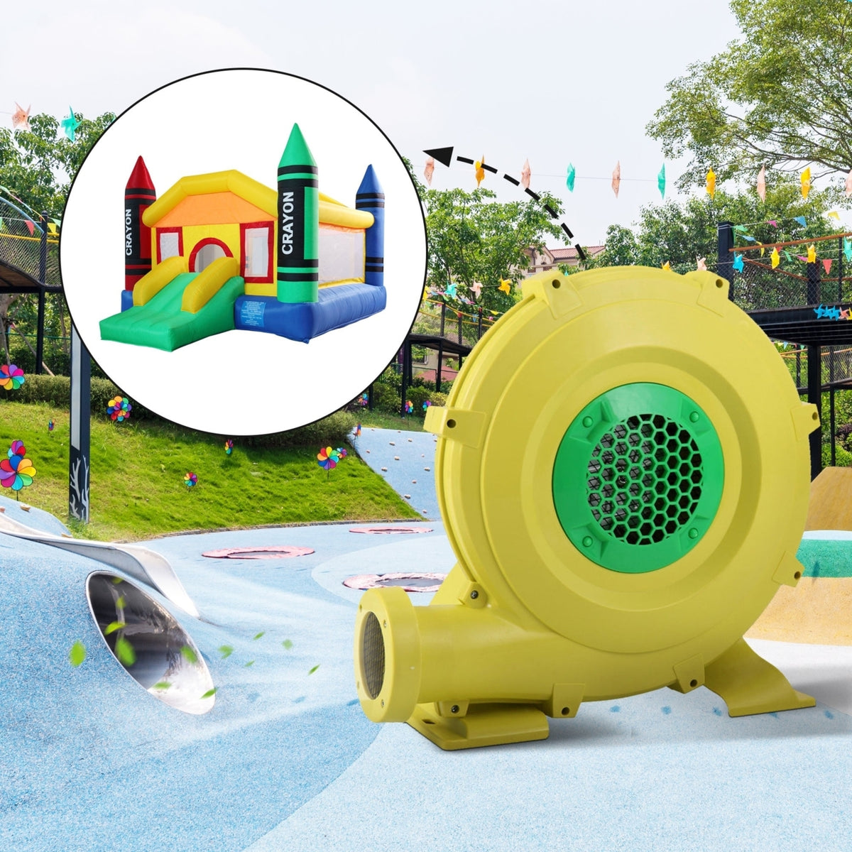 Yellow and Green Portable Air Blower for Inflatable Bounce Castle G957464