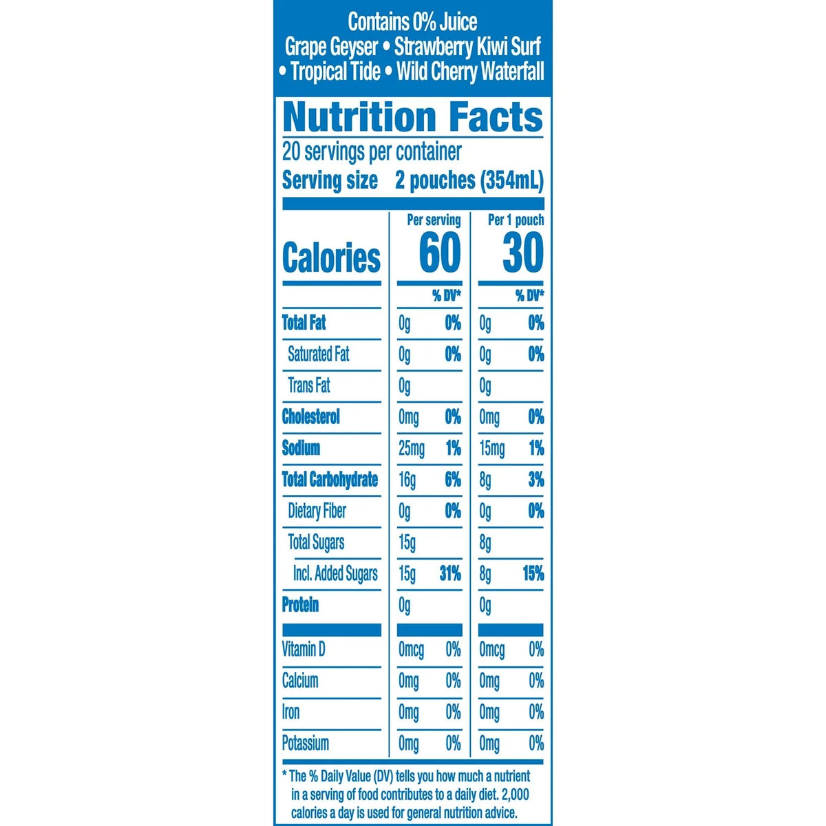 Naturally Flavored Water Beverage Variety Pack, 40 ct, 6 fl oz Pouches D255