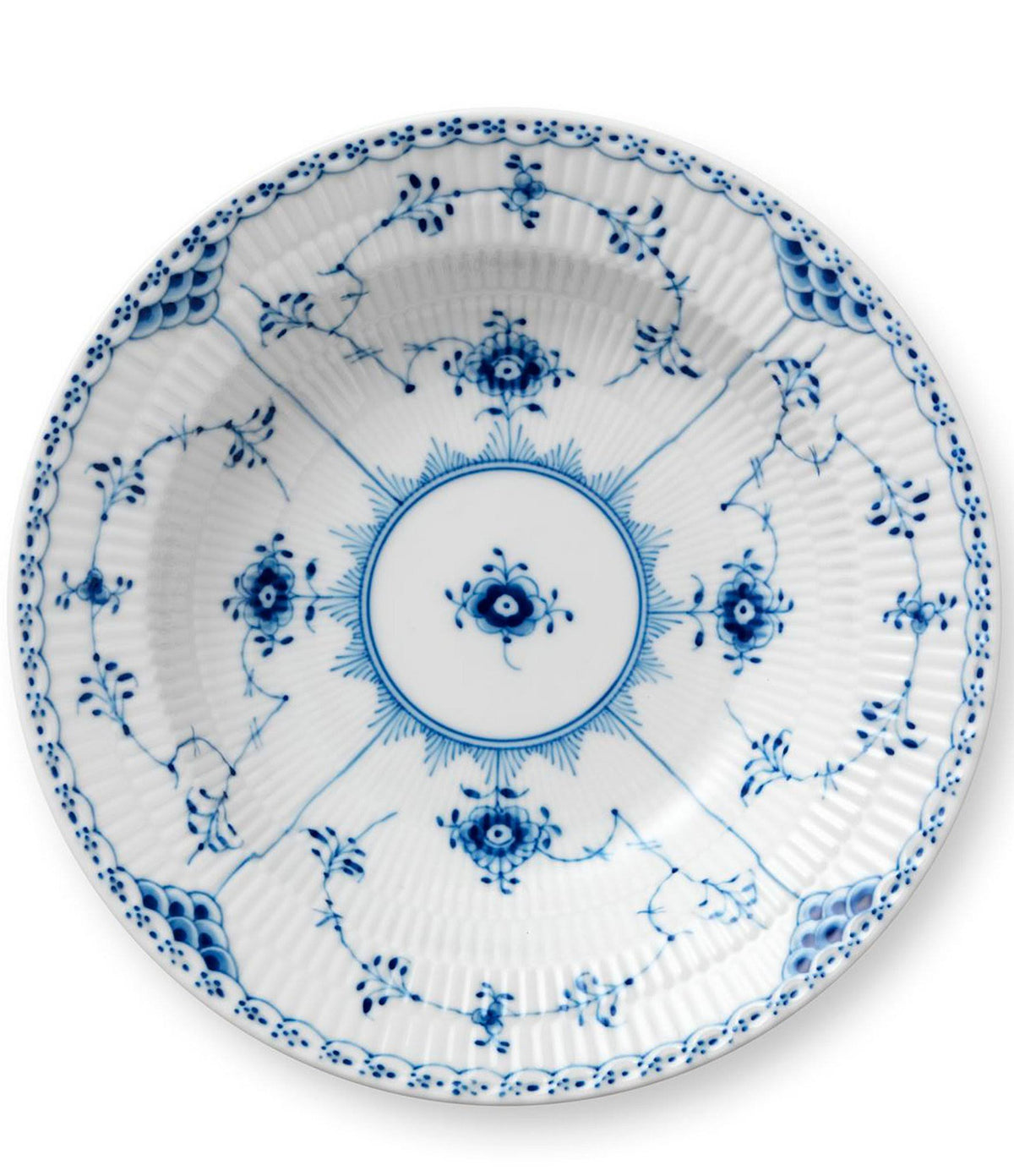 Blue Fluted Half Lace Rim Soup Bowl O110063