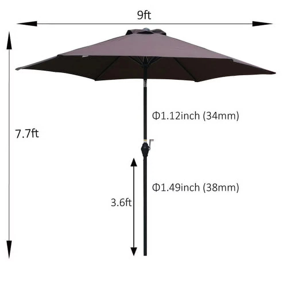 9FT Blue Striped Patio Umbrella with Push Button Tilt Y6482