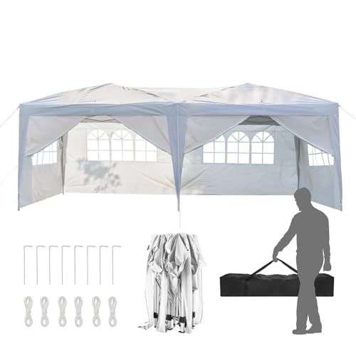 10x20ft Pop Up Canopy Tent with 6 SideWalls (Black) N5724