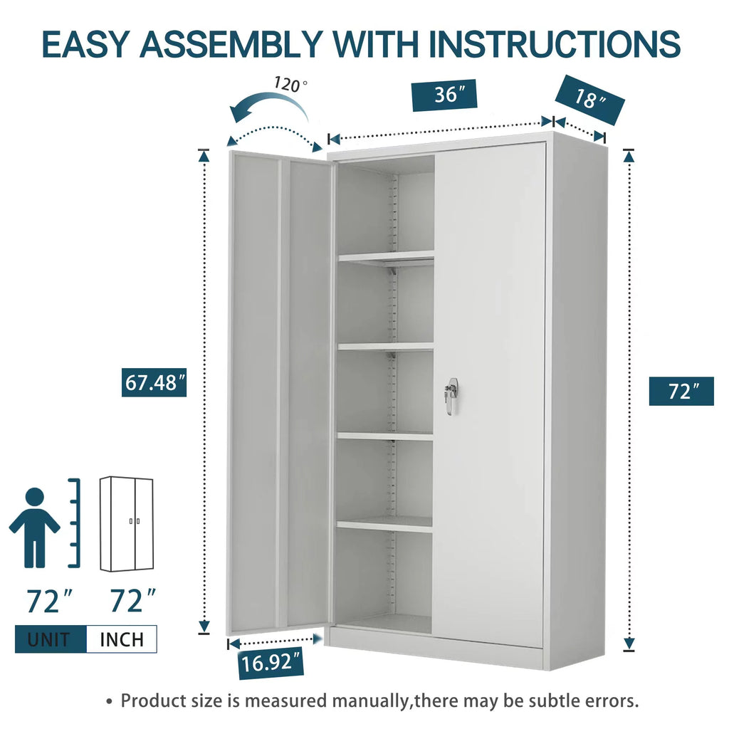 Metal Storage Cabinets with 4 Adjustable Shelves & 2 Locking Doors E461600