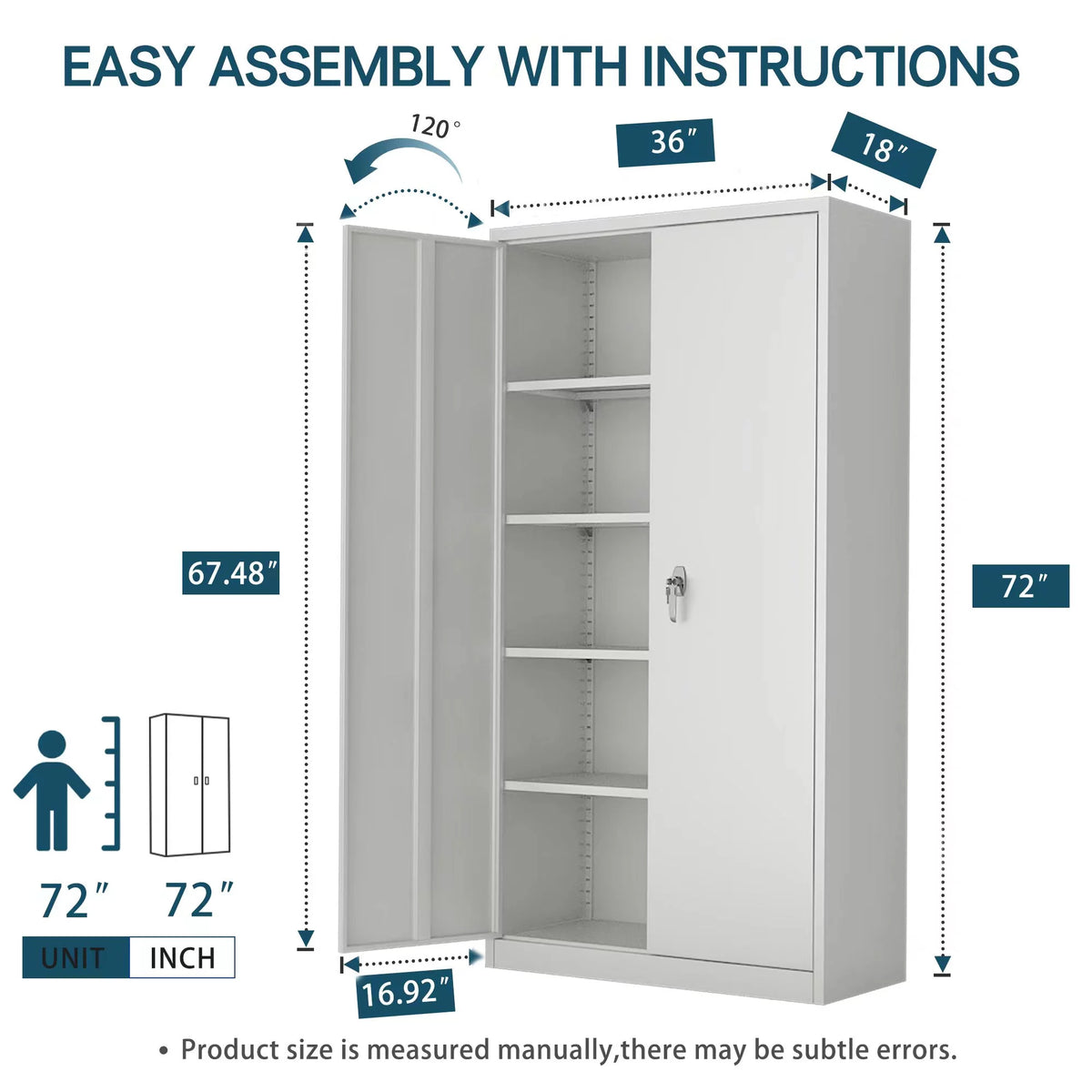 Metal Storage Cabinets with 4 Adjustable Shelves & 2 Locking Doors E461600