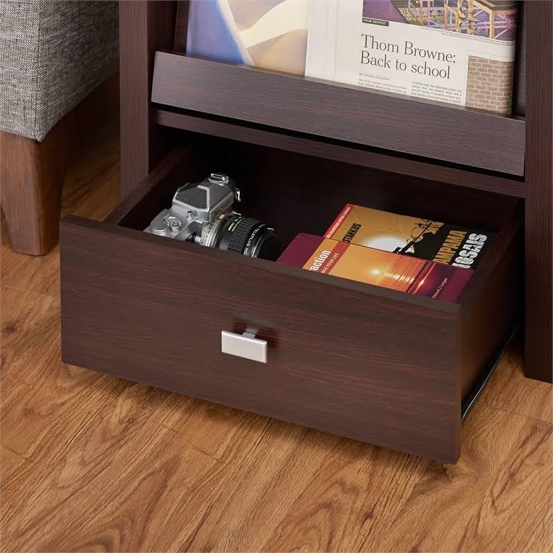 Walnut Open Shelf End Table U579