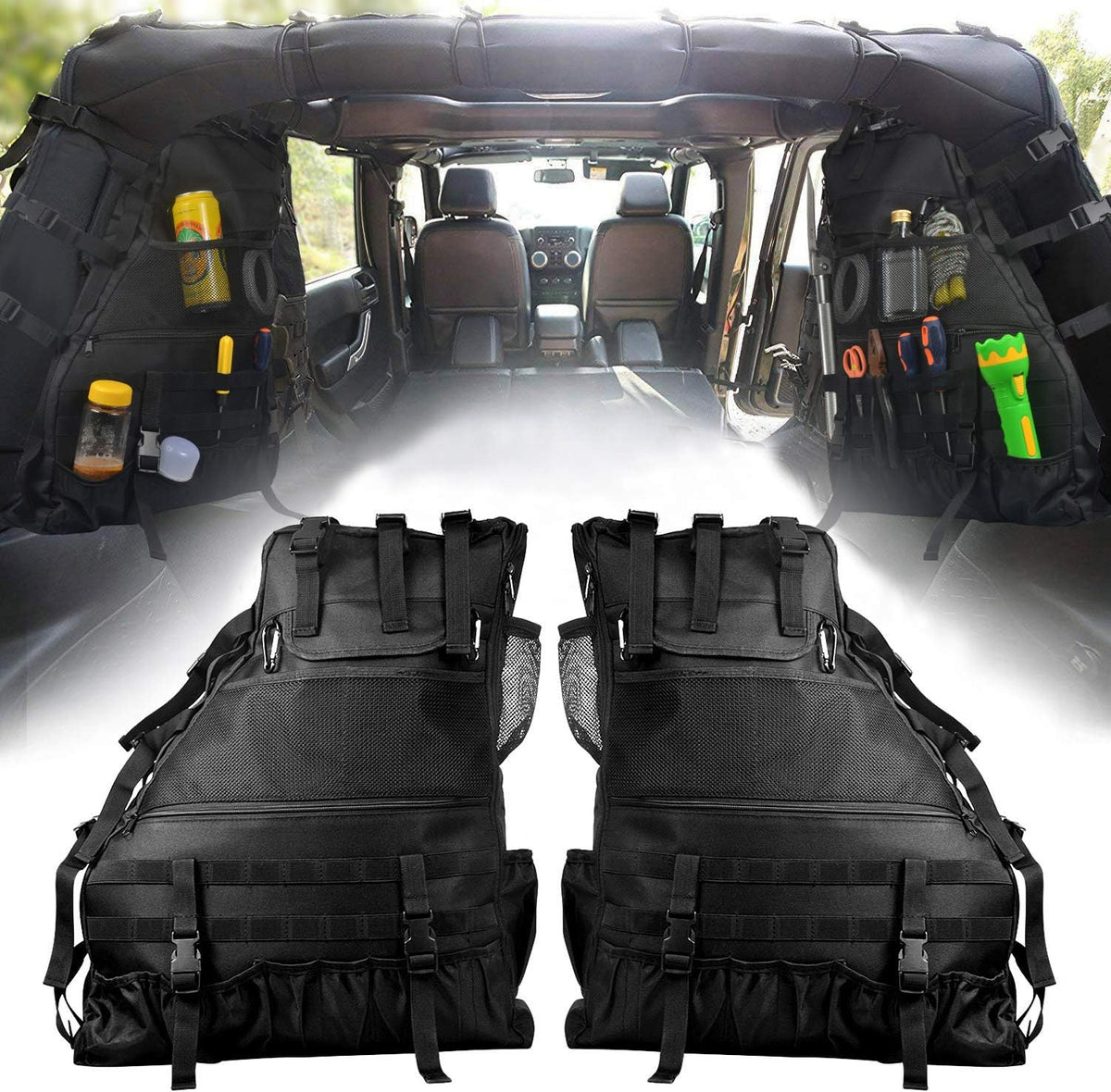 Roll Bar Storage Bag Cage with Multi-Pockets & Organizers G98953