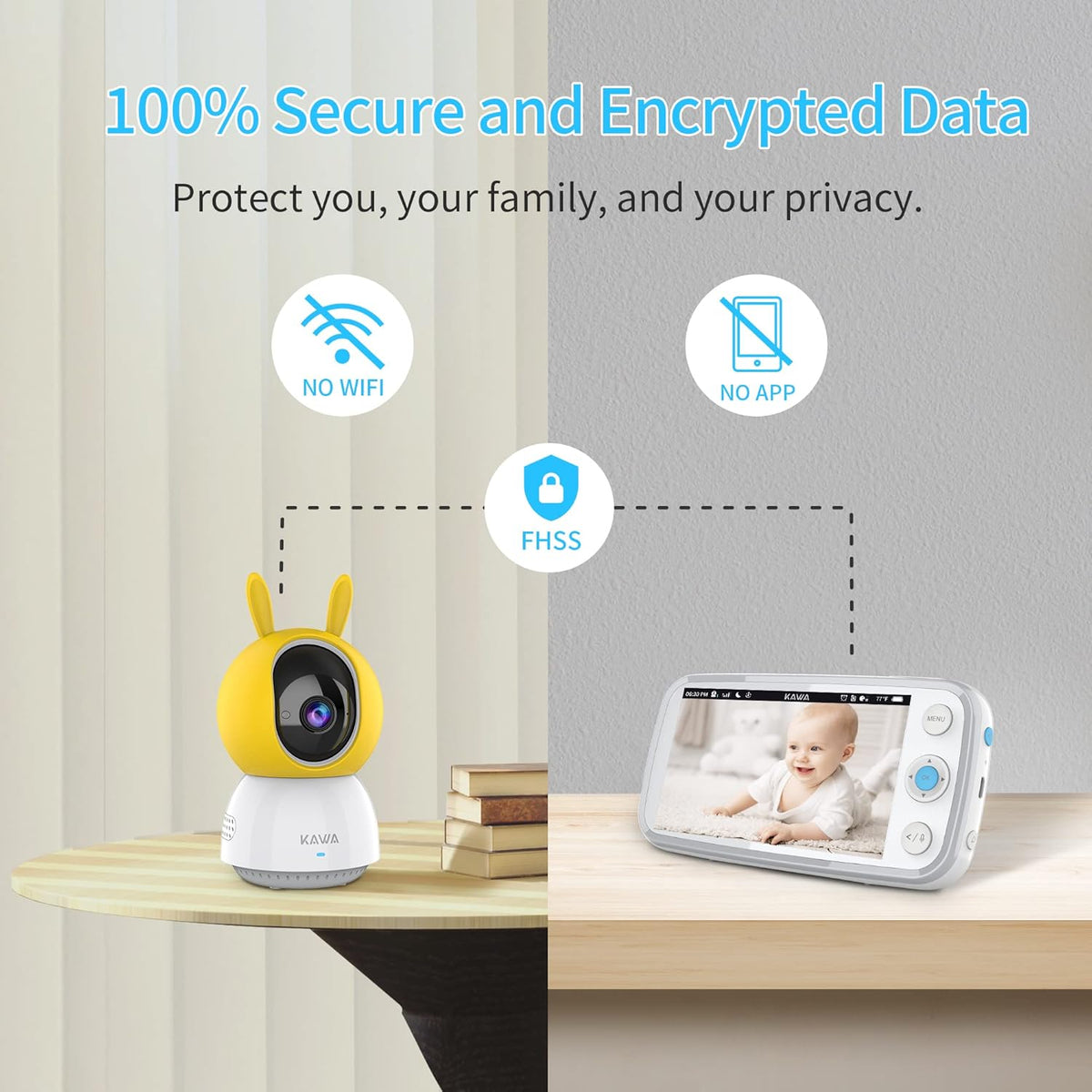 Baby Monitor with Camera and Audio, 720P HD Display, Night Vision, 2-Way Audio G437