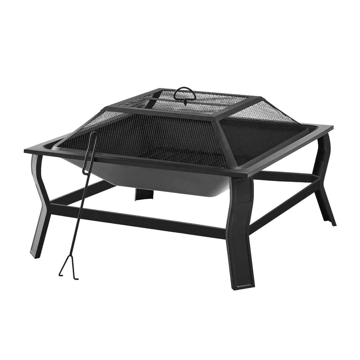 Square Wood Burning Fire Pit with Mesh Screen Z706