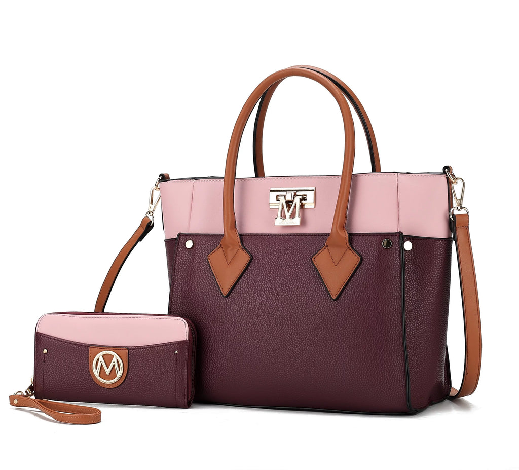 Burgundy Tote Bag & Wristlet Wallet E17360