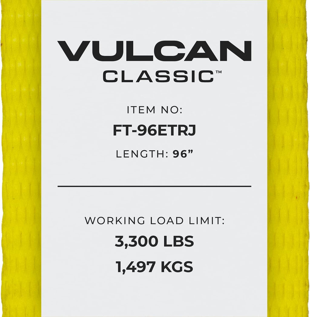 Classic Yellow Car Tie Down with Frame Hook Cluster - 96 Inch - 2 Pack O748