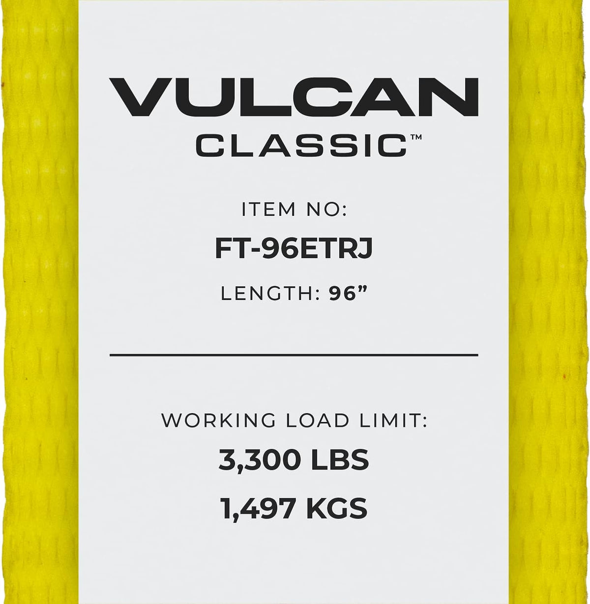 Classic Yellow Car Tie Down with Frame Hook Cluster - 96 Inch - 2 Pack O748