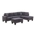 Dark Gray Woven Fabric Sectional with Charging Ports Cupholders R331